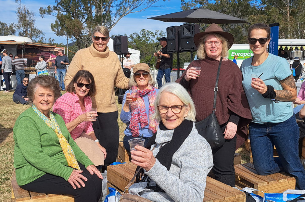 Group having coffee on the scenic rim big day out